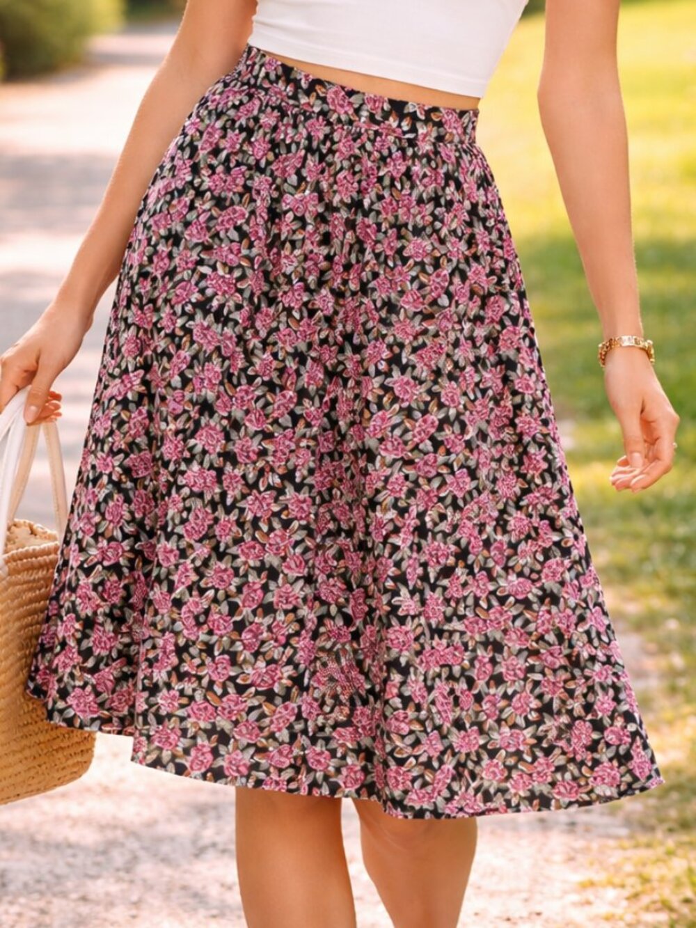 Hunt Club Women's Skirt Size 6 Floral Light Colourful Whimsical Boho Summer